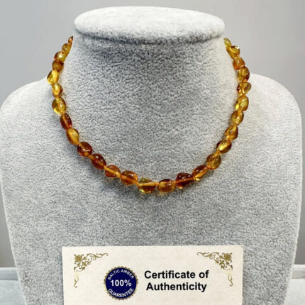 Bebek Şifa Kaynağı Orijinal Sertifikalı Şeffaf Turuncu Damla Kehribar Kolye