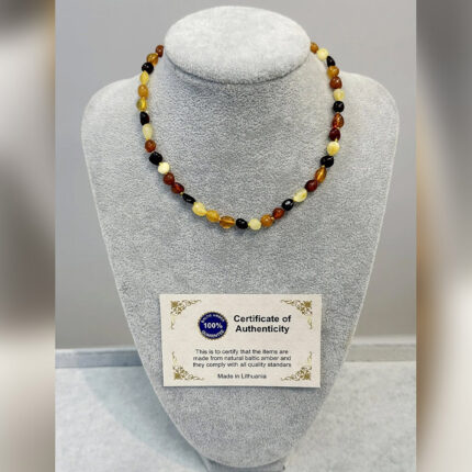 Sertifikalı Multicolor Damla Kehribar Kolye