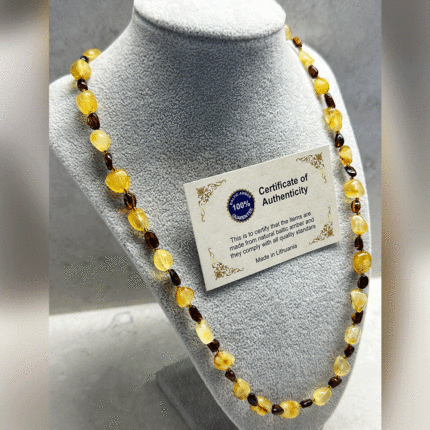 Çift Boyutlu Damla Kehribar Yetişkin Kolye