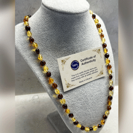 Çift Renkli Damla Kehribar Yetişkin Kolye