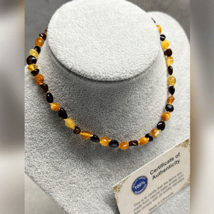 Bebek Şifa Kaynağı Orijinal Sertifikalı Çift Renkli Damla Kehribar Bebek Kolyesi