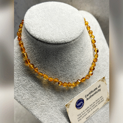 Turuncu Damla Kehribar Bebek Kolyesi 