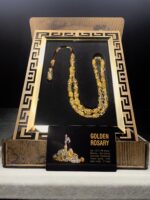 24 Ayar Altın Parçacıklı Uçak Camı Golden Rosary Özel Tasarım Ahşap Kutulu Tesbih - Görsel 3