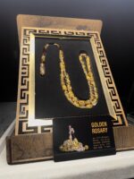 24 Ayar Altın Parçacıklı Uçak Camı Golden Rosary Özel Tasarım Ahşap Kutulu Tesbih - Görsel 4