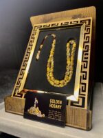 24 Ayar Altın Parçacıklı Uçak Camı Golden Rosary Özel Tasarım Ahşap Kutulu Tesbih