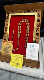 24 Ayar Altın Parçacıklı Uçak Camı Golden Rosary Özel Tasarım Ahşap Kutulu Tesbih